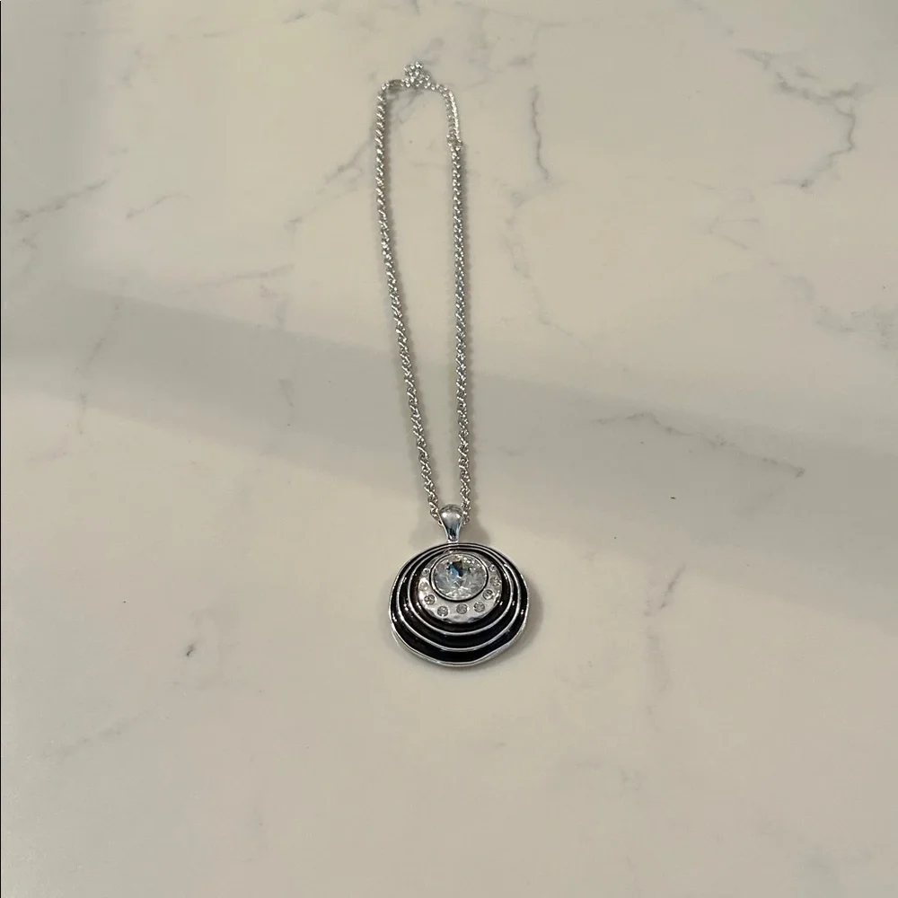 Elegant Silver and Black Pendant Necklace
